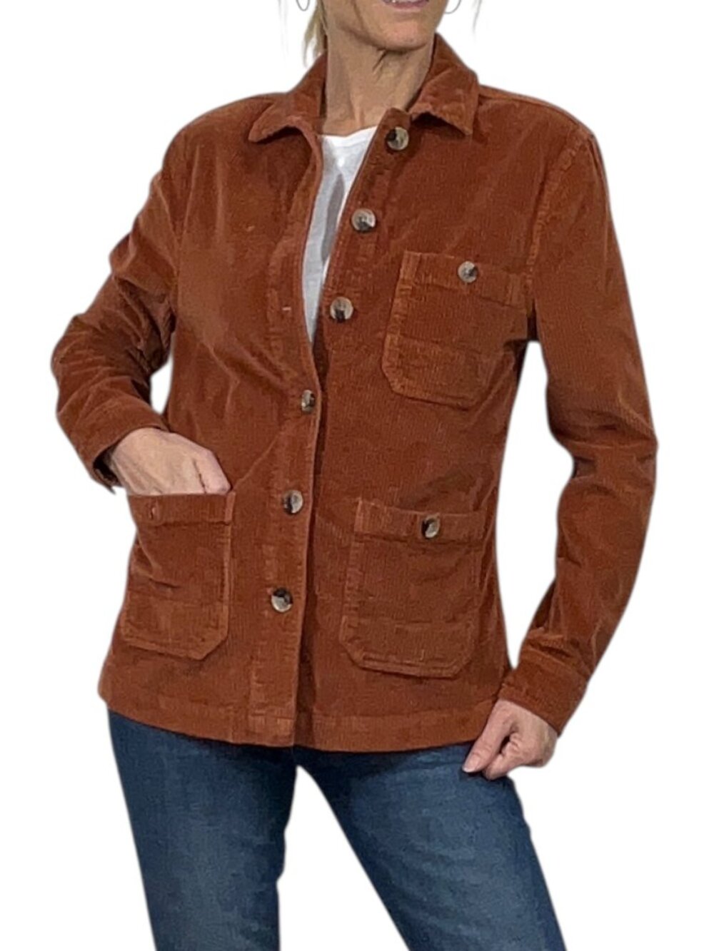 Faherty Studio Corduroy Chore Jacket XS Gingerbread - Picture 2 of 16
